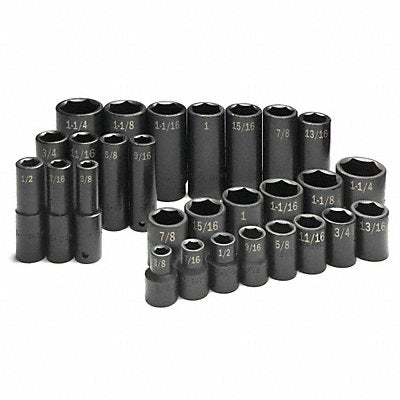 SK PROFESSIONAL TOOLS 4051 Impact Socket Set Steel Black Oxide 3/8- 1 1/4 in