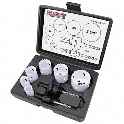 WESTWARD 12G707 Hole Saw Set Bi-Metal 8pcs