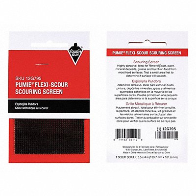 TOUGH GUY 12G795 Scouring Screen 5 1/2 in L Grey