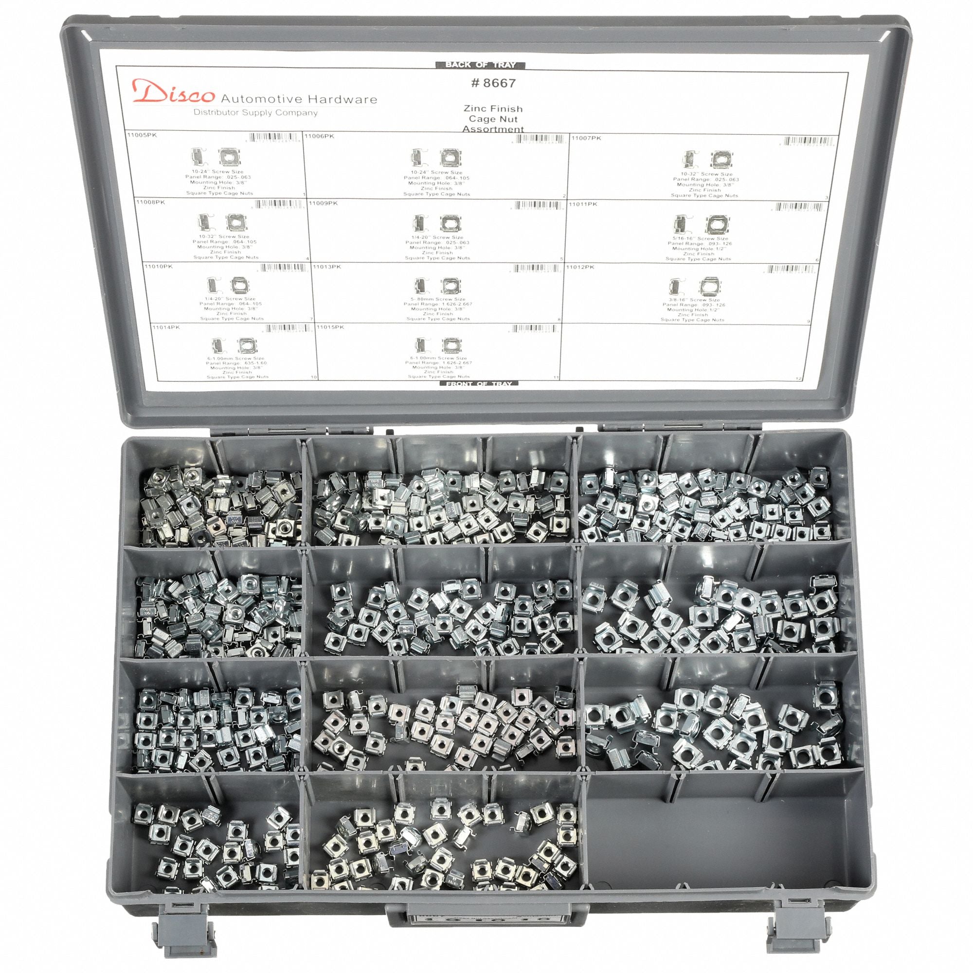 GRAINGER 8667 Cage Nut Asrt Zinc Plated Metal 505PK