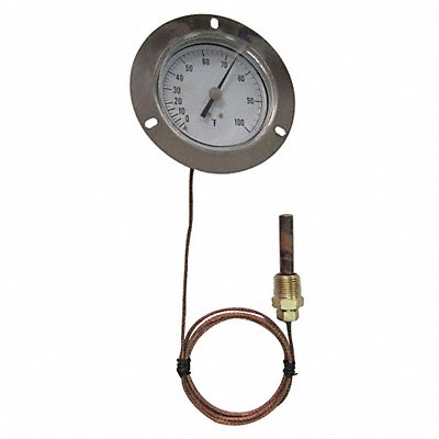 GRAINGER 12U614 G2660 Analog Panel Mount Thermometer 0 to 100F