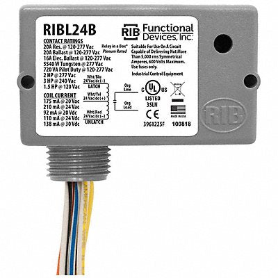 FUNCTIONAL DEVICES INC / RIB RIBL24B Mechanically Latching Relay 24Vac/DC