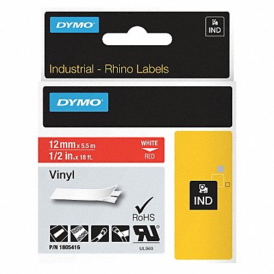 DYMO 1805416 Label Tape Cartridge Vinyl 18 ft.L 1/2 W
