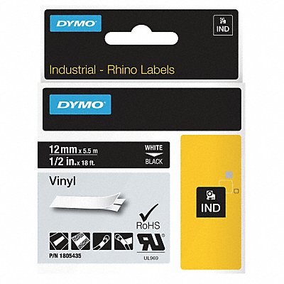DYMO 1805435 Label Tape Cartridge Vinyl 18 ft.L 1/2 W