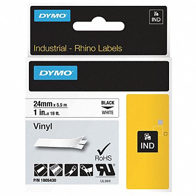 DYMO 1805430 Label Tape Cartridge Vinyl 18 ft L 1 W