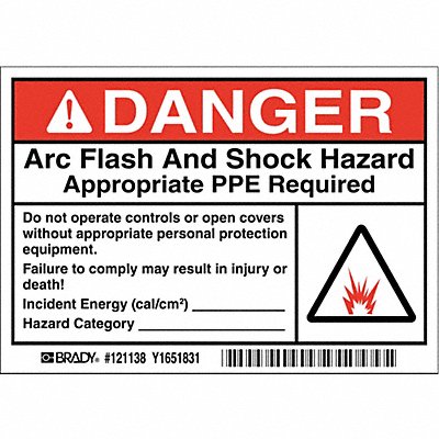 BRADY 121138 Permanent Adhesive Label 3.5x5in Vinyl PK5