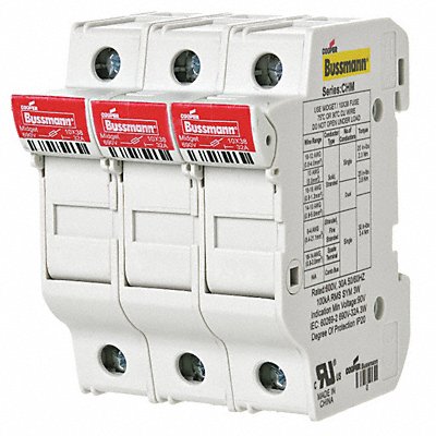 BUSSMANN CHM3DU Fuse Block 0 to 30A Midget 3 Pole