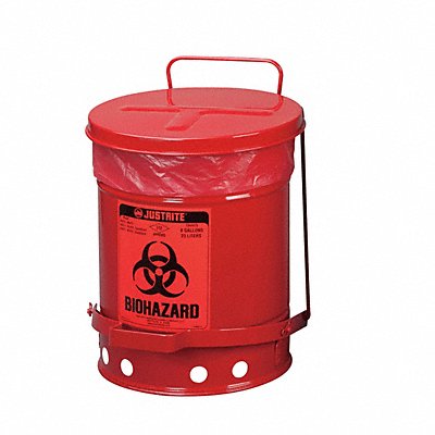 JUSTRITE 05910R Biohazard Waste Container 15 in W