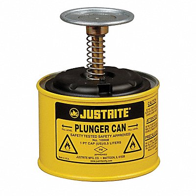 JUSTRITE 10018 Plunger Can 1 pt. Steel Yellow