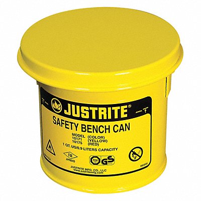 JUSTRITE 10171 Bench Can 1 Qt. Steel Yellow