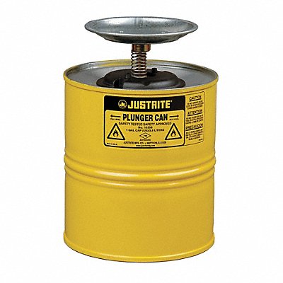 JUSTRITE 10318 Plunger Can 1 gal Steel Yellow