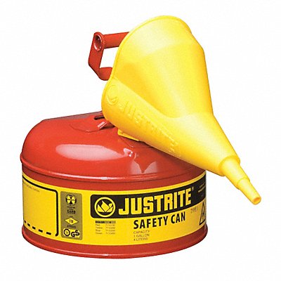 JUSTRITE 7110110 Type I Safety Can 1 gal Red 11In H