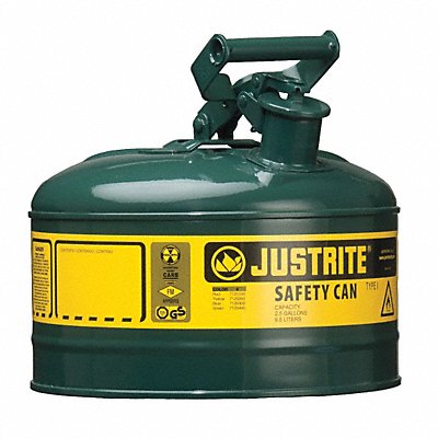 JUSTRITE 7110400 Type I Safety Can 1 gal Green 11In H