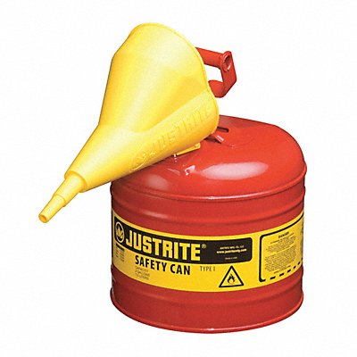 JUSTRITE 7120110 Type I Safety Can 2 gal Red 13-3/4In H