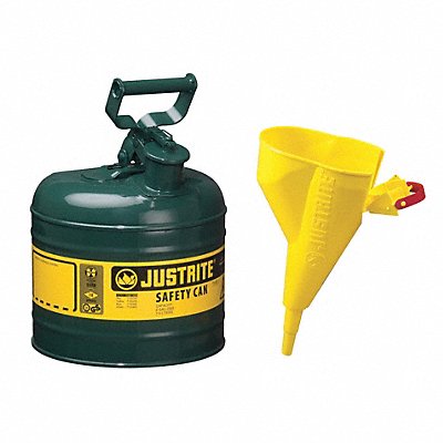 JUSTRITE 7120410 Type I Safety Can 2 gal Green 13-3/4In H