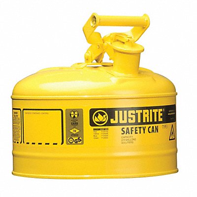 JUSTRITE 7125200 Type I Safety Can 2-1/2 gal Yellow