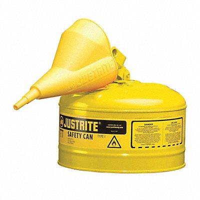 JUSTRITE 7125210 Type I Safety Can 2-1/2 gal Yellow