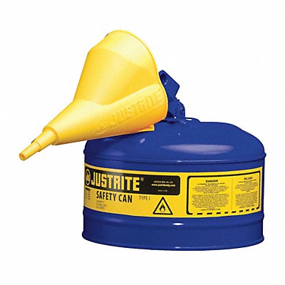 JUSTRITE 7125310 Type I Safety Can 2.5 gal Blue 11-1/2InH