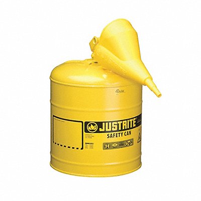 JUSTRITE 7150210 Type I Safety Can 5 gal Yellow 16-7/8In H