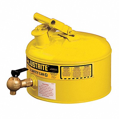 JUSTRITE 7225240 Type I Safety Can 2-1/2 gal Yellow