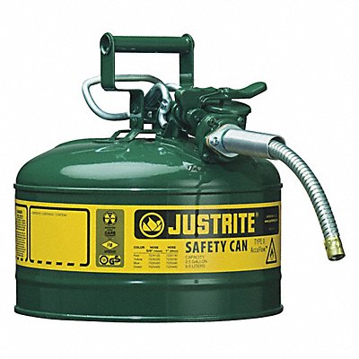 JUSTRITE 7225420 Type II Safety Can Green 12 in H