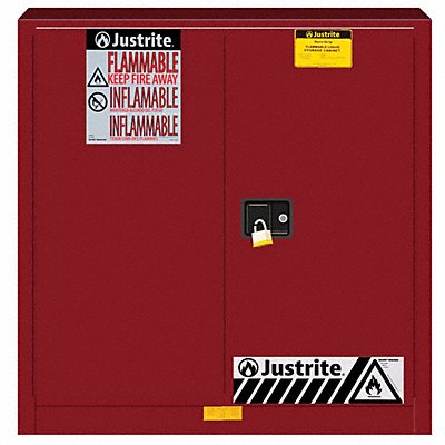 JUSTRITE 893301 Flammable Cabinet 30 gal Red