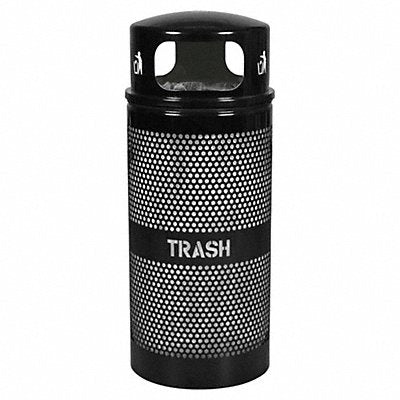 GRAINGER 13P564 Garbage Can 34 gal Black Steel
