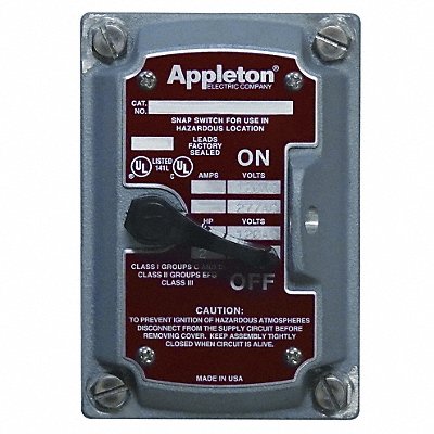 APPLETON ELECTRIC EDSF34W Switch Cover On/Off