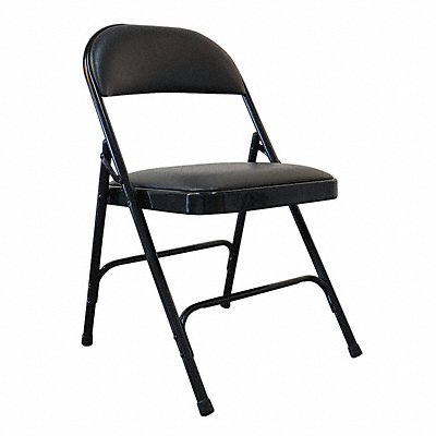 GRAINGER 13V425 Padded Folding Chair Vinyl Black 300 lb.