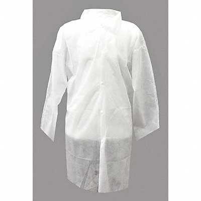 ACTION CHEMICAL PP110L Disp. Laboratory Coat L Polypropylene Wht PK30