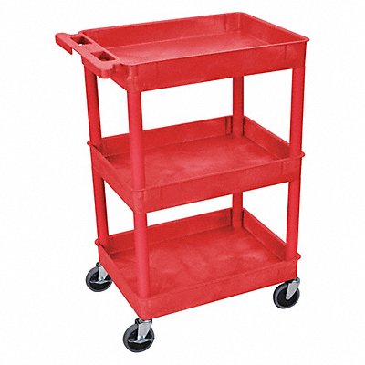 GRAINGER RDSTC111RD Utility Cart 300 lb Cap. PE 3 Shelves
