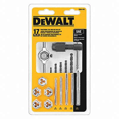 DEWALT DWA1451 Fractional Tap and Die Set 17 pcs.