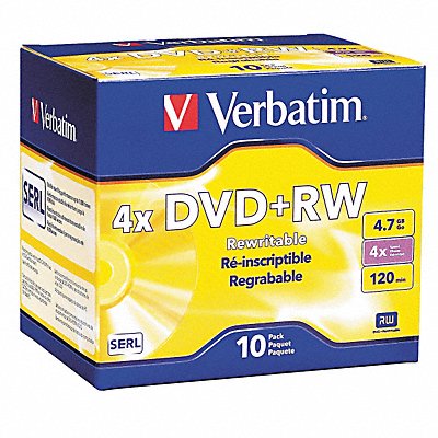 VERBATIM VER94839 DVD+RW Disc 4.70 GB 120 min 4x PK10