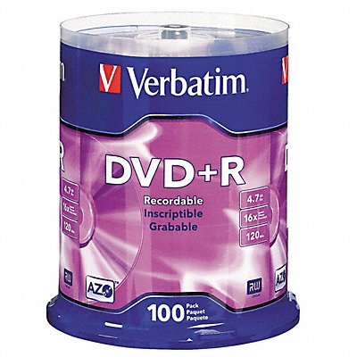 VERBATIM VER95098 DVD+R Disc 4.70 GB 120 min 16x PK100