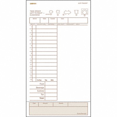 DAYMARK ACRT6932SP Guest Checks  Receipts PK4