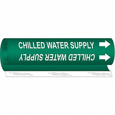 BRADY 5648I Pipe Marker Chilld Water Spply 9in H 8in W