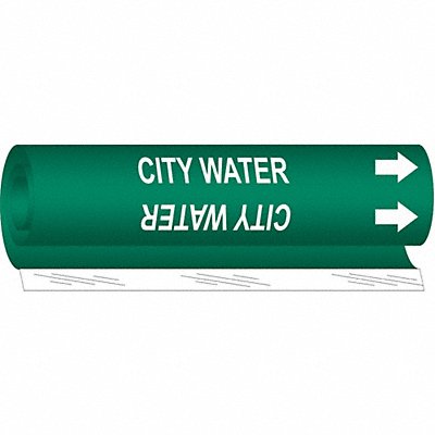 BRADY 5655O Pipe Marker City Water 5 in H 8 in W