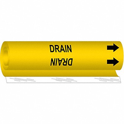 BRADY 5679O Pipe Marker Drain 5 in H 8 in W