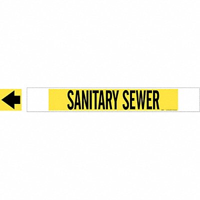 BRADY 5755HPHV Pipe Marker Sanitary Sewer 4in H 24in W