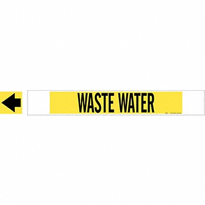 BRADY 5784HPHV Pipe Marker Waste Water 4 in H 24 in W