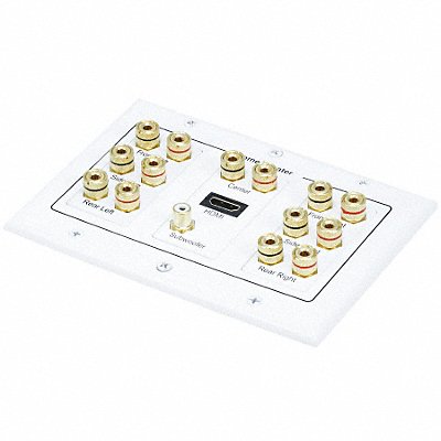 MONOPRICE 6907 A/V Wallplate 3-Gang 7.1 Stereo White