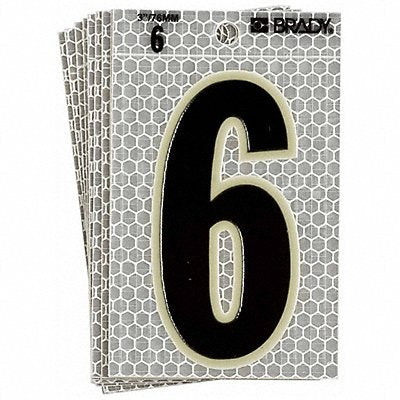 BRADY 30206 Ultra Reflective Numbers 6 6 in H PK10