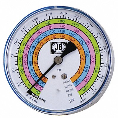 JB INDUSTRIES M2400 Gauge 4 In Dia Low Side Blue 400 psi