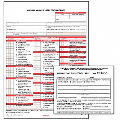 JJ KELLER 15048 Annual Vehicle Inspection Report/Label