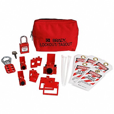 BRADY 153669 Lockout Kit 5 Lockouts 5 Tags Red