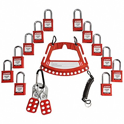 BRADY 153677 Lockout Kit 13 Lockouts Red