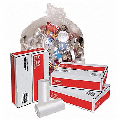 GRAINGER 15E492 Garbage Bag 55 gal Clear PK100