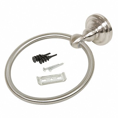 GRAINGER 04SN6204 Towel Ring SS Zinc Satin Nickel