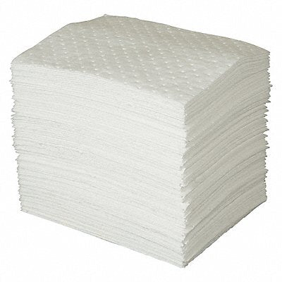 BRADY SPC ABSORBENTS OP100 Absorb Pad Oil Based Liquids White PK100