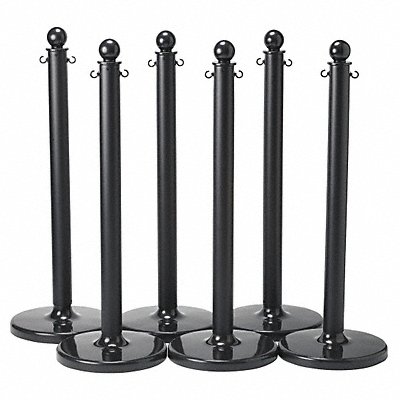 GRAINGER 80943 Barrier Post 40 in H Black PK6